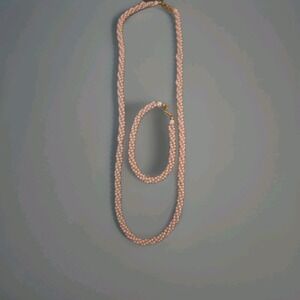 Vintage‎ MARVELLA Signed Pink Faux Pearl Necklace & Matching Bracelet
